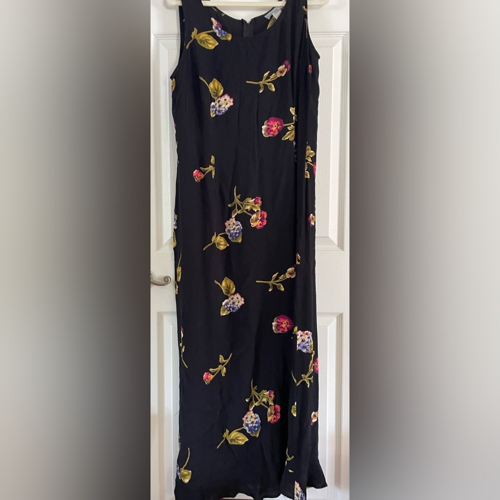 Vintage Carol Anderson California Floral Rayon Maxi Dress XL Made in USA